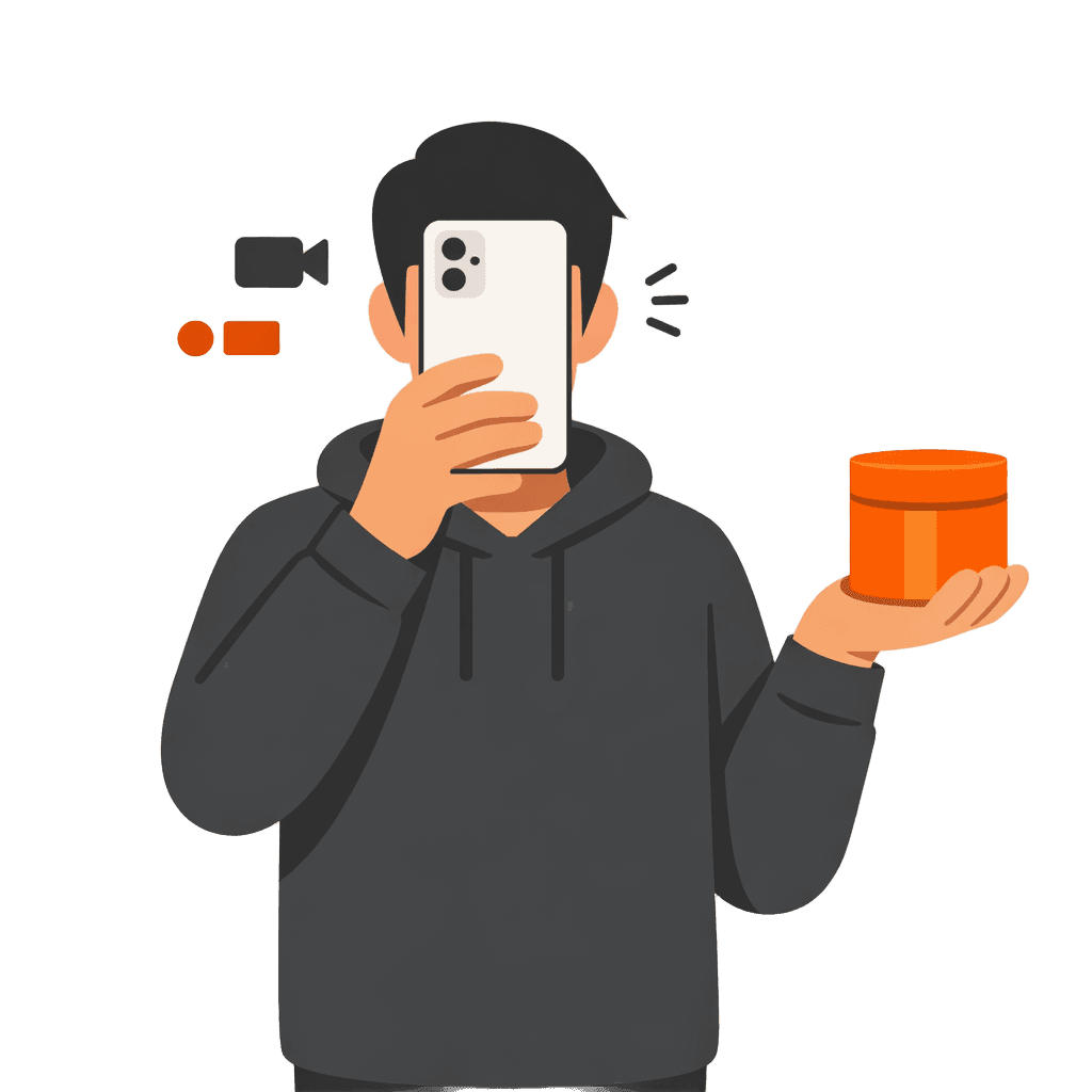 AutoUGC mascot holding a product